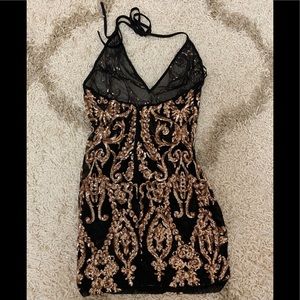 Black and Gold sequin dress